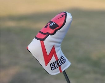 ホワイト＆ブラック SKULL パターヘッドカバー