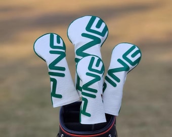 ゴルフクラブヘッドカバー、パターマレット、アイアン＆ウッド、ブラック＆ホワイト