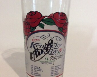 AUTOGRAPHED 2001 Kentucky Derby Glass. Numbered-signed by winning jockey.