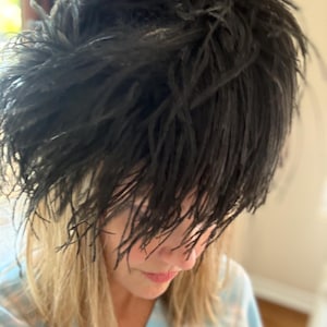 Vintage Maybelle Marie Birch California Black Ostrich Feather Fascinator - 1950s-1960s Cocktail Hat Heirloom