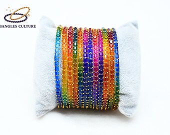 Bruidschuri set glazen armbanden, roodgroene regendruppelarmbanden, dikke Indiase armbandstapel, Navratri-armbanden, Saree-armbanden, desi bruidschuri