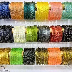 Kashmiri Armreifen, Rot Grün Indische Glas Armreifen Set Stack