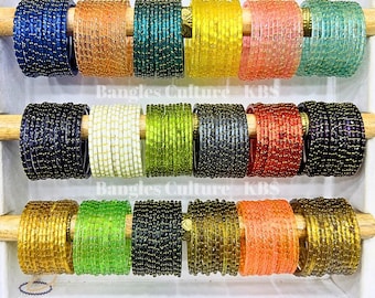 Handmade Karnataka Raindrop Glass Bangles (Set of 12 piece bangles ) Size 2.4 2.6 2.8,2.10 Traditional Indian Wedding Jewelry