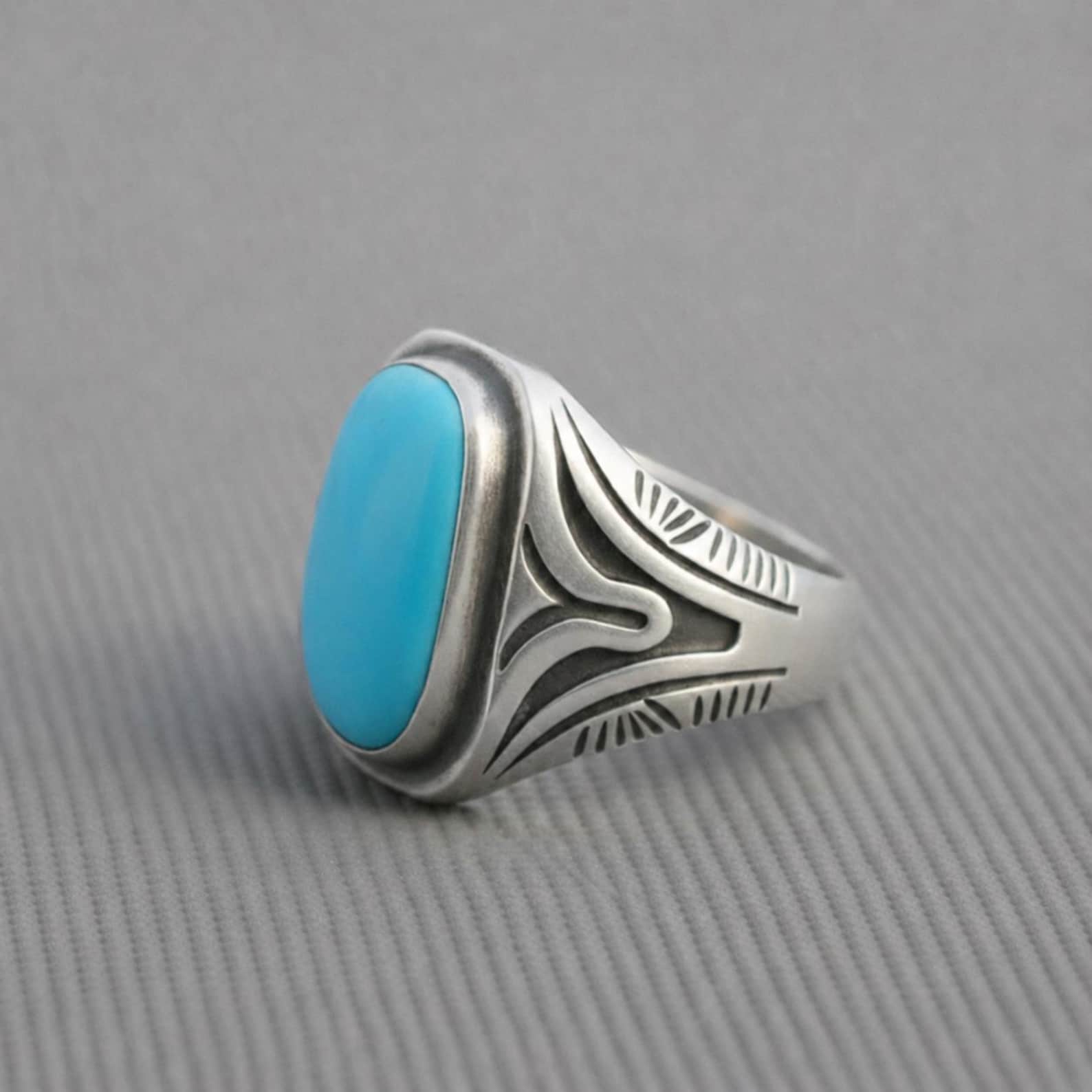 Turquoise Ring - 925 Sterling Silver Natural Gemstone Jewelry - Gift ...