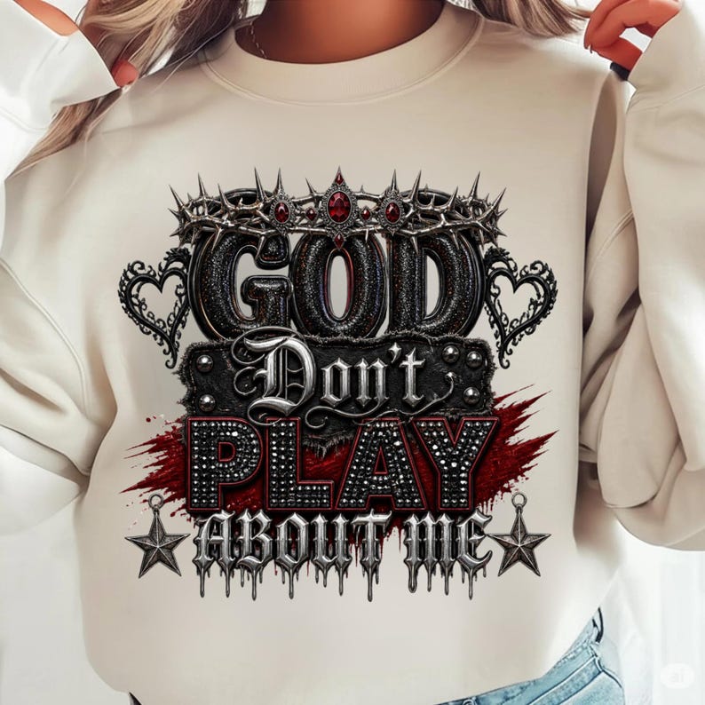 God Don’t Play About Me PNG Bundle, Pink Rhinestone Christian Faith PNG, Jesus Quote Patchwork Trendy Shirt Design, Sublimation PNG image 10