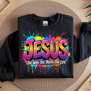Graffiti Jesus PNG, The Way The Truth The Life PNG, Christian Bible Verse Clipart, Faith Based Sticker Design, Digital Download