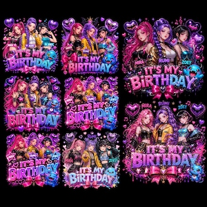 08 Kpop Birthday Girl PNG, Anime Idol Clipart, Demon Hunter Inspired Birthday, Birthday Shirt Png, Sublimation Designs, Digital Download