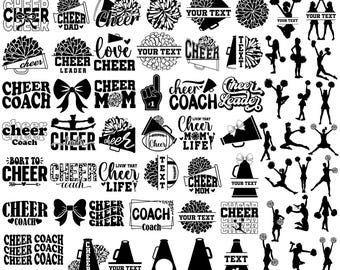 Cheerleader SVG Bundle, Cheerleading SVG, Cheer Svg, Cheer Megaphone SVG, Pom Pom Cheer Clipart, Cheerleader Silhouette, Digital Download