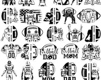 Custom Football Player Svg Png, Football Mom Svg, Football Team Svg, Two Football Players Svg, Personalized Football Name Cut File, Sports
