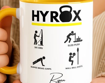 Gepersonaliseerde grappige Hyrox-mokcadeau, coole Hyrox-mok voor partner en trainer, Hyrox-cadeau voor hem en haar