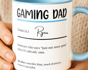 PERSONALISED Funny Gaming Dad Mug Gift, Custom Gamer Mug For Dad, Cool Gamer Gift for Him