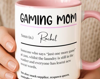 Personalised Funny Gaming Mom Mug Gift, Custom Gamer Mug For Her, Cool Mug Present for Female Gamer, Definition Mug