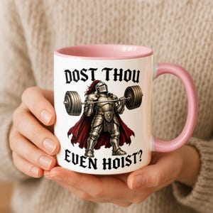 Taza divertida de caballero medieval para gimnasio, regalo para el gimnasio, regalo de caballero para el hermano del gimnasio Pink