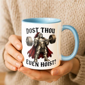 Taza divertida de caballero medieval para gimnasio, regalo para el gimnasio, regalo de caballero para el hermano del gimnasio Light Blue