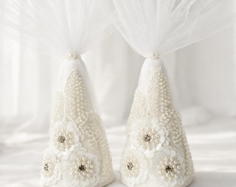Sofreh Aghd Sugar Cones , Persian Wedding decorated Kaleh Ghand set of 2, Decorated Sugar Loaf