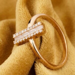 Art Deco Moissanite Ring, 925 Sterling Silver, 14K Yelllow Gold Cocktail Ring ,Solitaire Moissanite Diamond Ring, Handmade ring Gift For Her