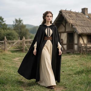what winter cape medieval dress cloak Robin, wool blend, brown Various Colors Medieval cloaks  Medieval hooded