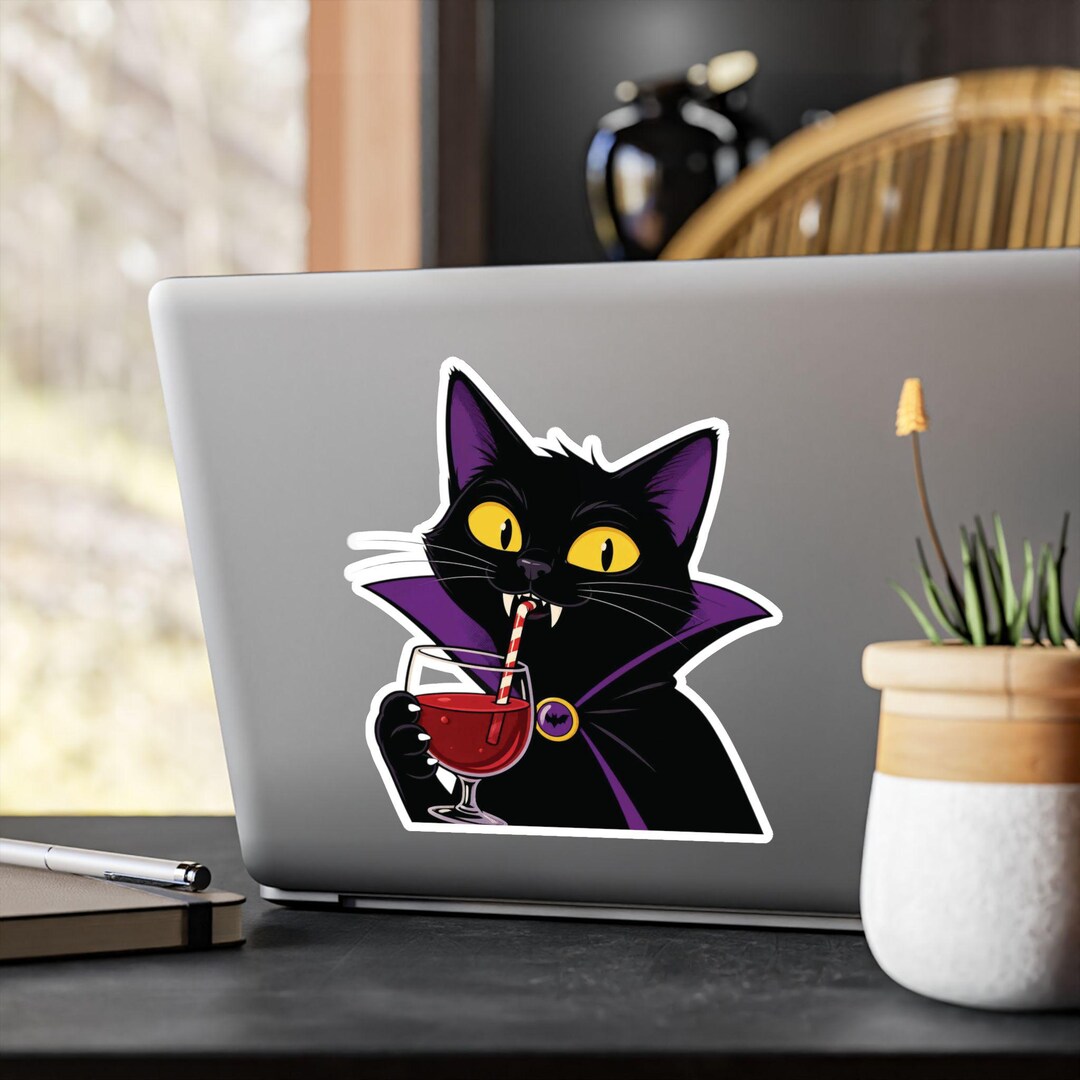Gothic Vampire Cat Sticker, Funny Halloween Vinyl Decal - Etsy Portugal
