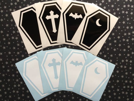 Coffin vinyl decal [3.3x5&quot;] - Gothic Horror / Car decal / Laptop sticker / Spooky decal / Macabre / Halloween / Nihilism
