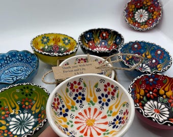 Personalized Turkish Ceramic Bowl Wedding Favors: Rustic Cini Bowls, Bulk Gift