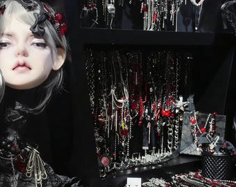 Tarro de joyería misterioso - Conjunto de joyería gótica punk, estética oscura, joyas y accesorios / Caja sorpresa para collar, pendientes, anillo y broche