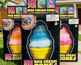 Ice Cream-Shaped Slow-Rise Stress Relief Toy | NeeDoh-Style Soft-Serve Stress Toy | Desktop Slow-Squeeze Stress Reliever