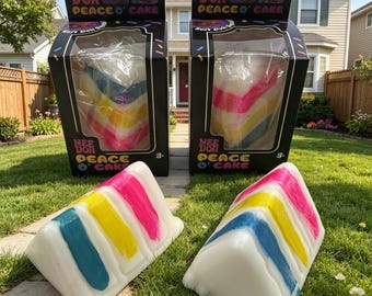 Nee Doh Peace O' Cake Squishy Fidget Toy, Stress Relief Sensory Toy for Kids & Adults, Slow Rise Squeeze Toy, Anxiety Relief Gift