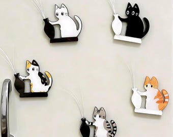 Cozy Cat Whisker Holder Magnet, Acrylic Pet Keepsake, Pet Loss Memorial Gift, Whimsical Cat Lover Fridge Magnet, Whisker Collector