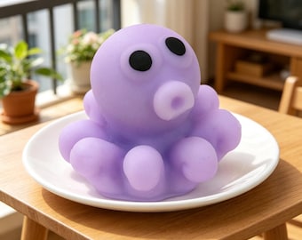Lindo pulpo morado de juguete blando - Alivio del estrés de crecimiento lento para niños y adultos, linda decoración de escritorio, recuerdo de fiesta