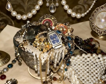 Tarro de joyería misterioso: conjunto de joyas vintage, regalo bohemio moderno minimalista, collar sorpresa, pendientes, anillo, caja para broche, regalo