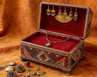 Caja sorpresa de joyería boho vintage / Pendientes y collares boho retro minimalistas, regalo sorpresa para ella / Conjunto de accesorios indie hechos a mano de los años 90