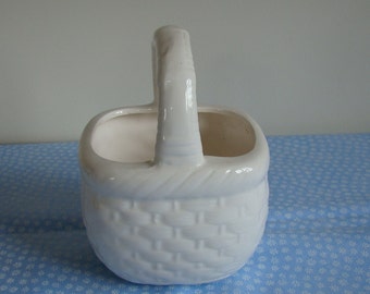 White Ceramic Basket Dept 56 Taiwan