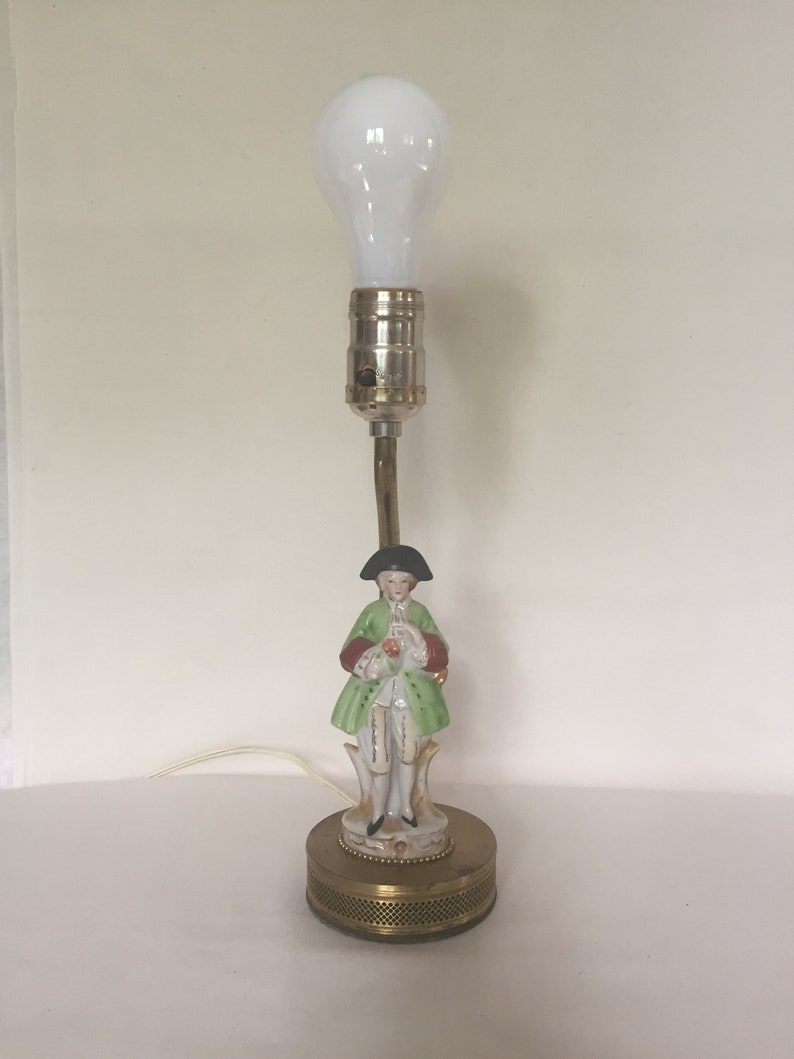 Antique Colonial Porcelain Figural Lamp Brass Base Etsy
