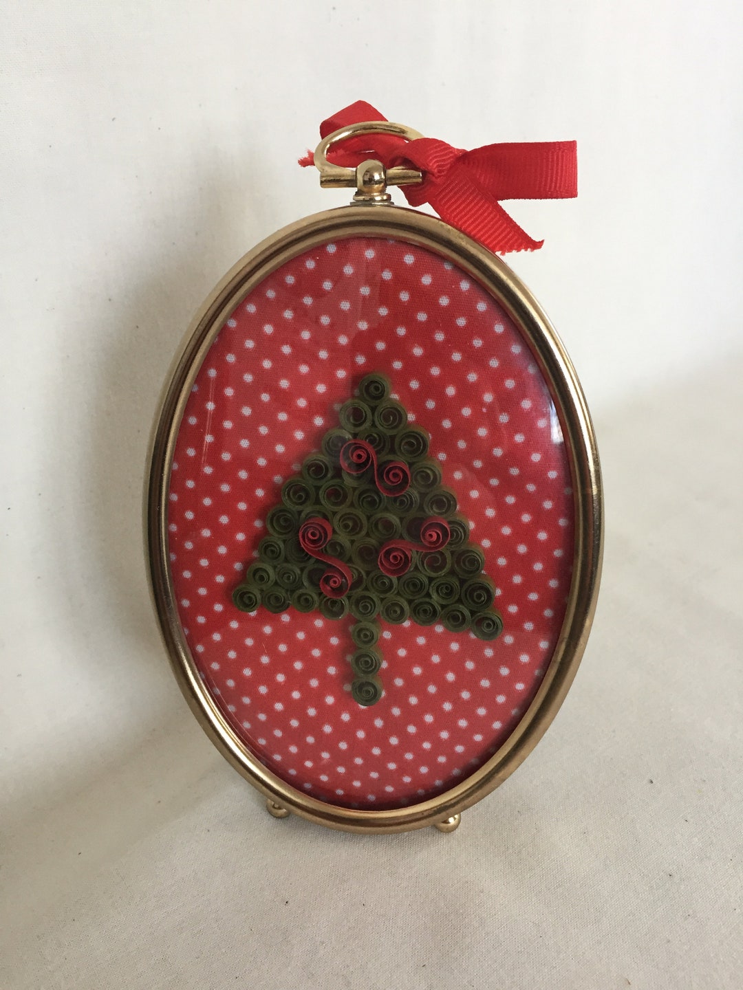 Vintage Quilled Paper Tree in Oval Frame Etsy