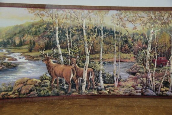 Deer And Cabin Wallpaper Border Chesapeake Etsy