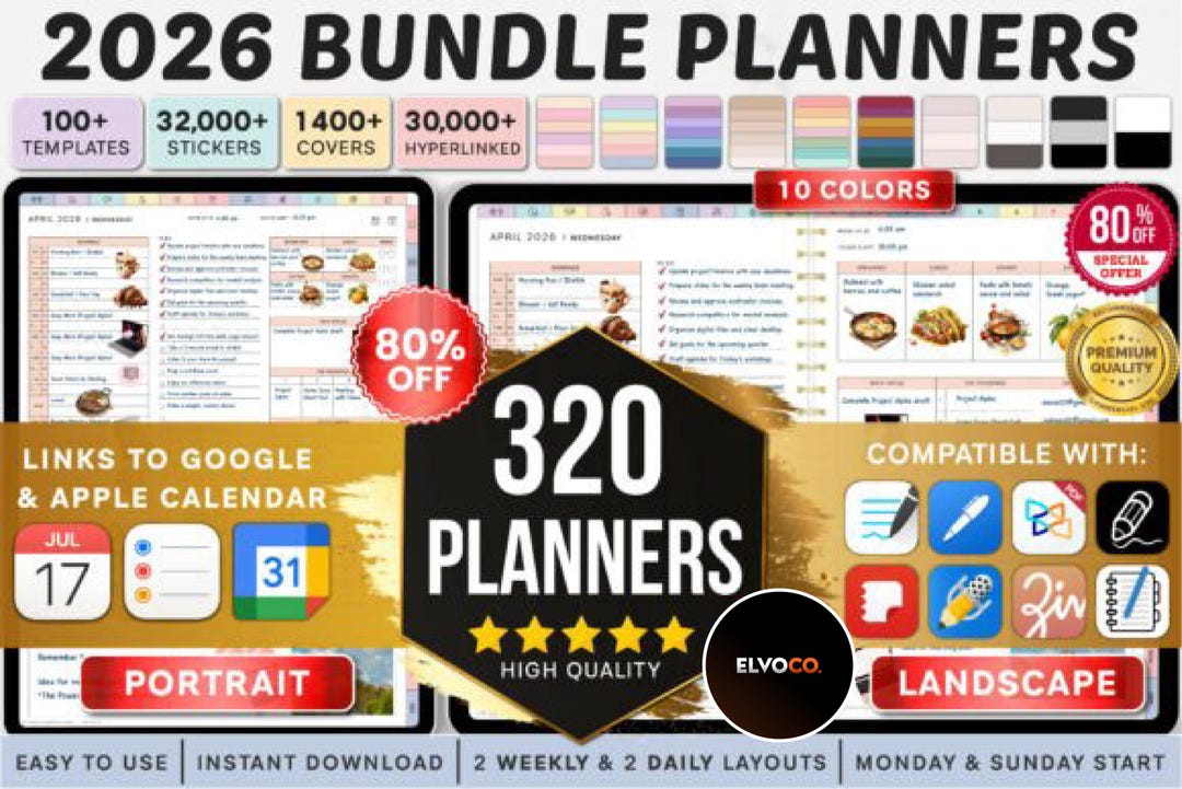 2026 Digital Planner for Goodnotes, All in One Digital Planner Bundle ...
