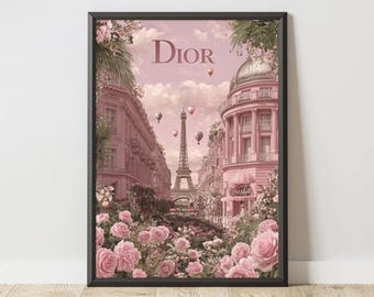 Cuadro de Dior - Decoración de pared de la Torre Eiffel - Póster enmarcado