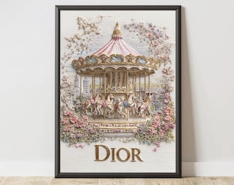 Cuadro del carrusel de Dior - Decoración de pared de París - Póster impreso enmarcado