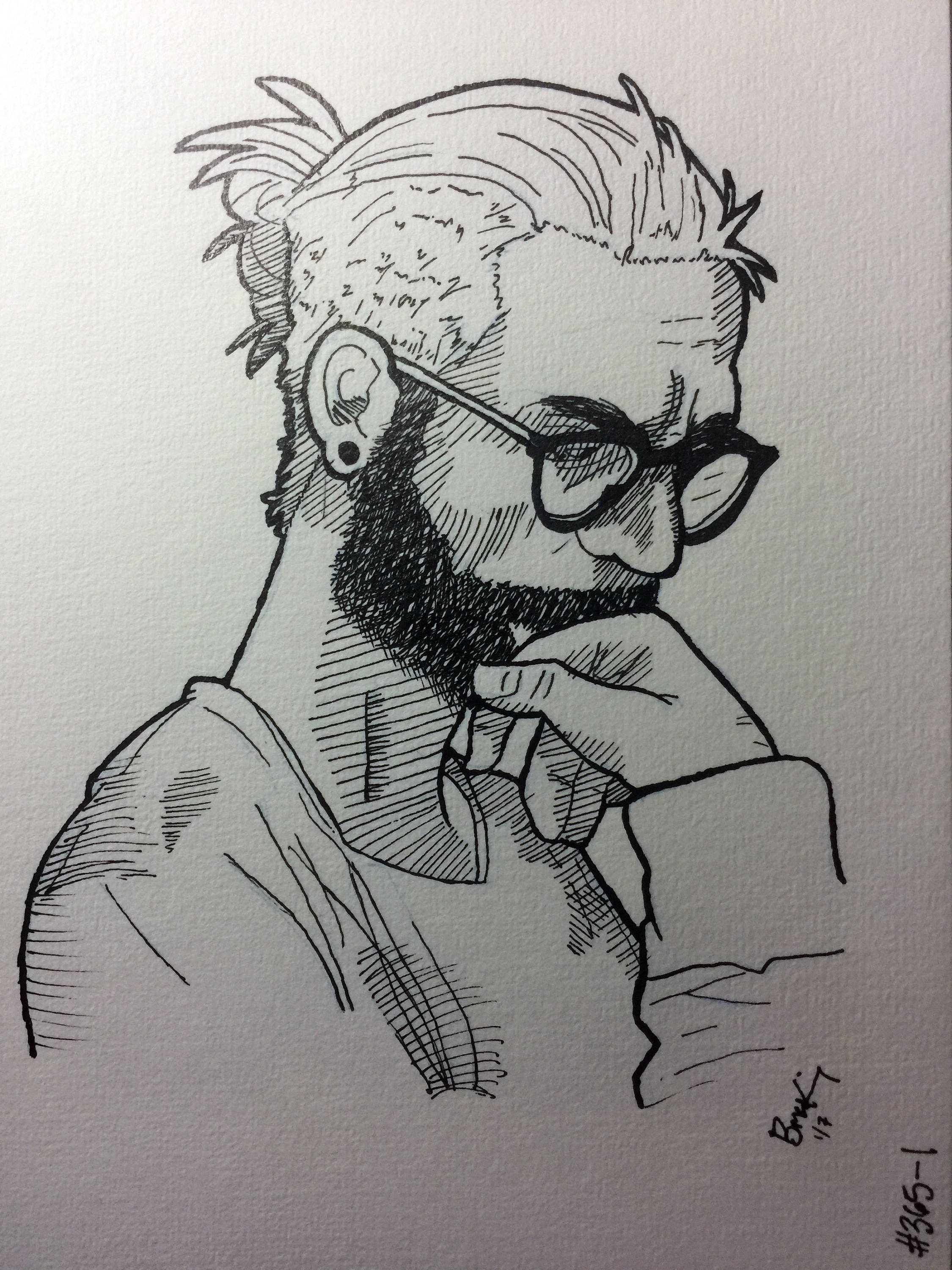 Original Zeichnung Portrait Denken 9 X 6 Zoll Mann Etsy
