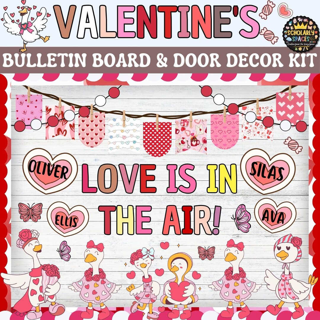 Valentine’s Day Bulletin Board and Door Decor Kit – Love is in the Air ...