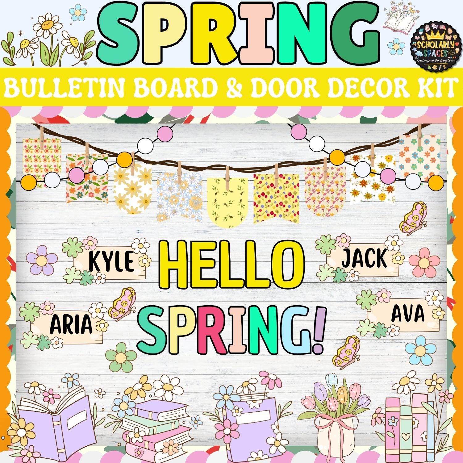 Spring Into Reading Bulletin Board Kit | Classroom Library Decor ...