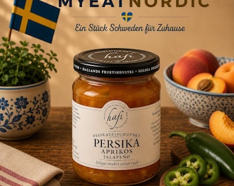 Hafi Persika-Aprikos-Jalapeño Chutney 140g – Fruktig och kryddig chutney med en subtil jalapeño-hetta