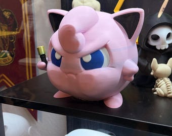 Pummeluff Marker Figur, Pokémon Sammler Display, Ahorn Lizenziertes 3D Modell, großes Regal Display, Spielzimmer Dekor, Anime Geschenk