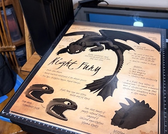 Toothless Night Fury Collector UV Wall Art, Large Textured Dragon Plaque, How To Train Your Dragon Inspired Display, Fantasy Acrylic Artwork