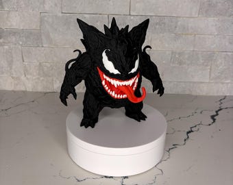 Venom-Gengar Shadow Figurine, Dark Symbiote Creature Statue, 3D Printed Desk Art