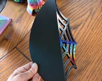 Estante flotante personalizado con diseño de telaraña / Decoración de pared gótica, expositor impreso en 3D, soporte para hilo.