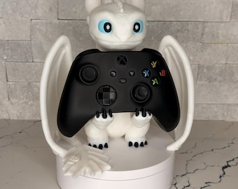 Light Fury Dragon Controller Holder, White Dragon Gaming Stand, Night Light Fury Controller Display, Gamer Desk Organizer, Dragon Controller