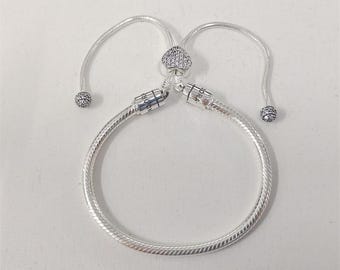 Pandora Moments Pave hjärtspänne ormkedja slider armband s925 ale
