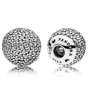 Pandora Sterling Silver pave open bangle caps clear