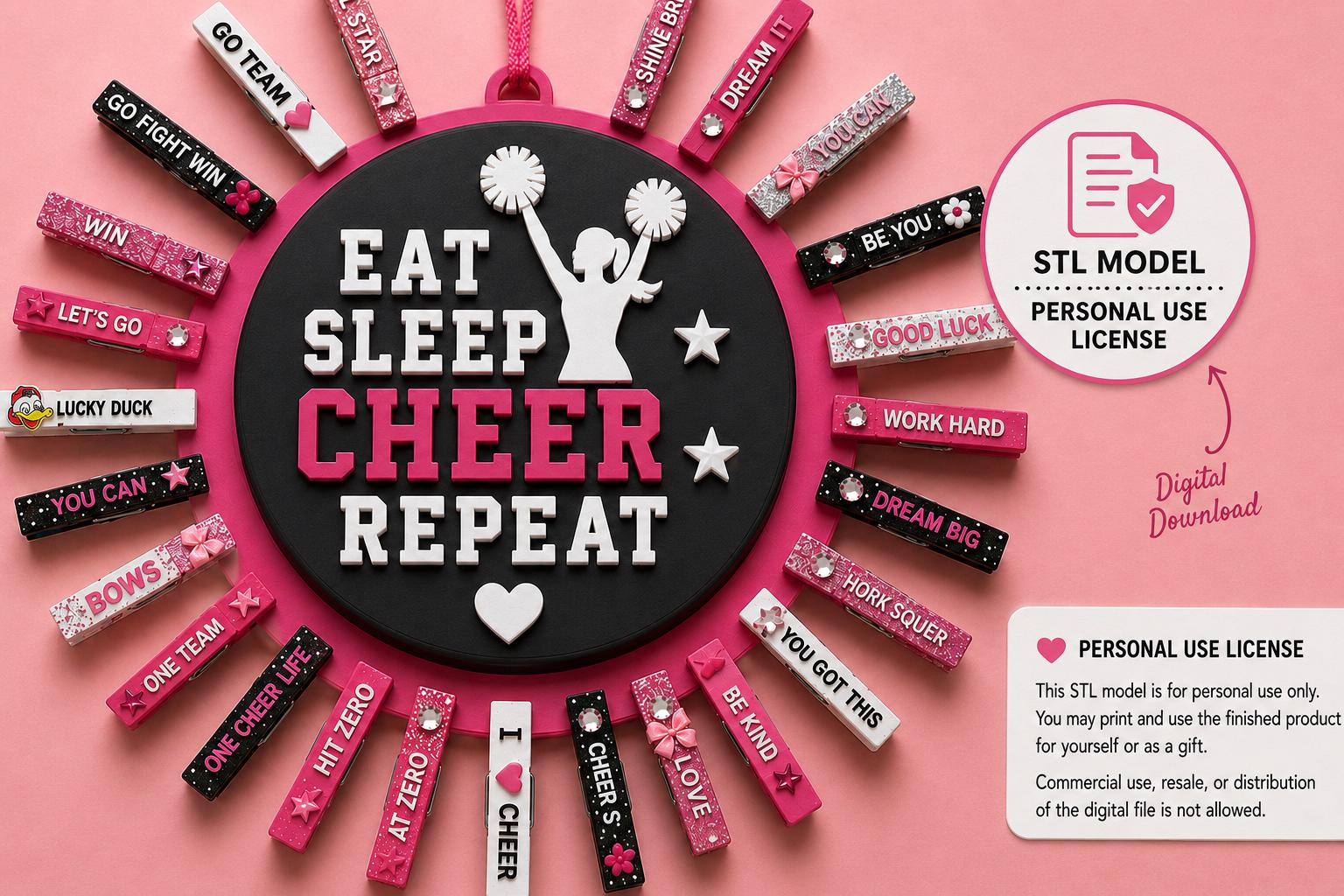 Personalized Cheer Pin Holder STL File, Cheer Bow Display Organizer ...